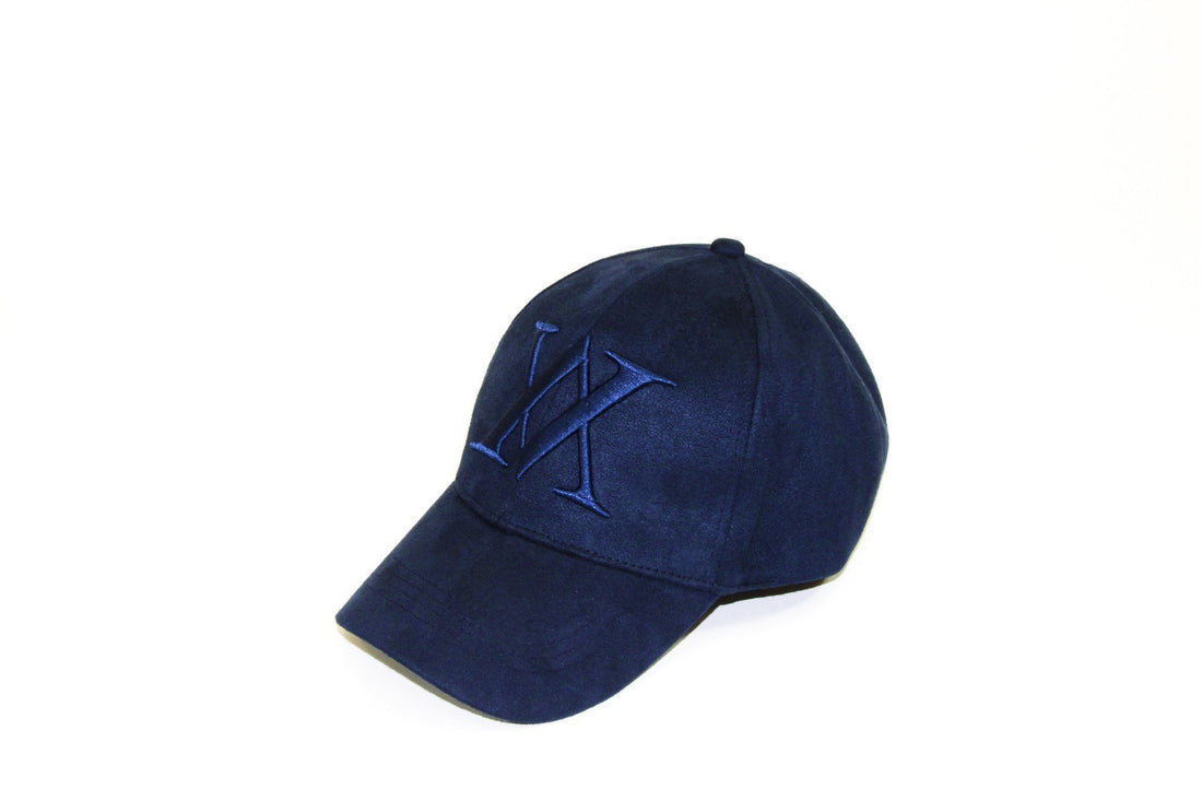 ALMVGHTY Embroidered Suede Dad Hat - Navy - Left