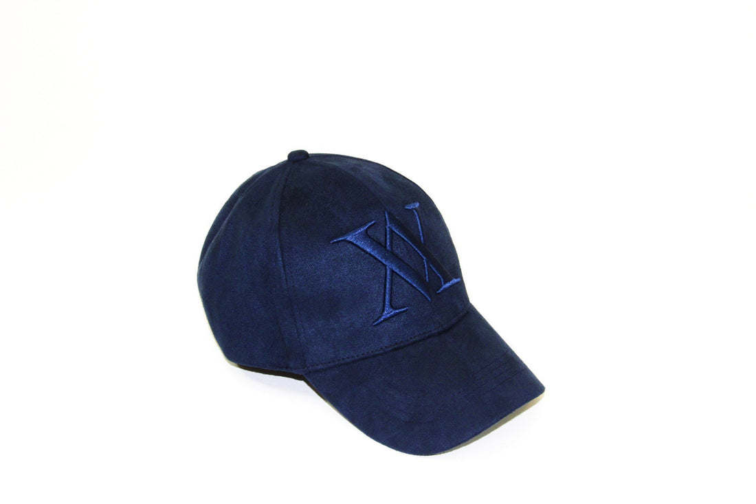 ALMVGHTY Embroidered Suede Dad Hat - Navy - Right