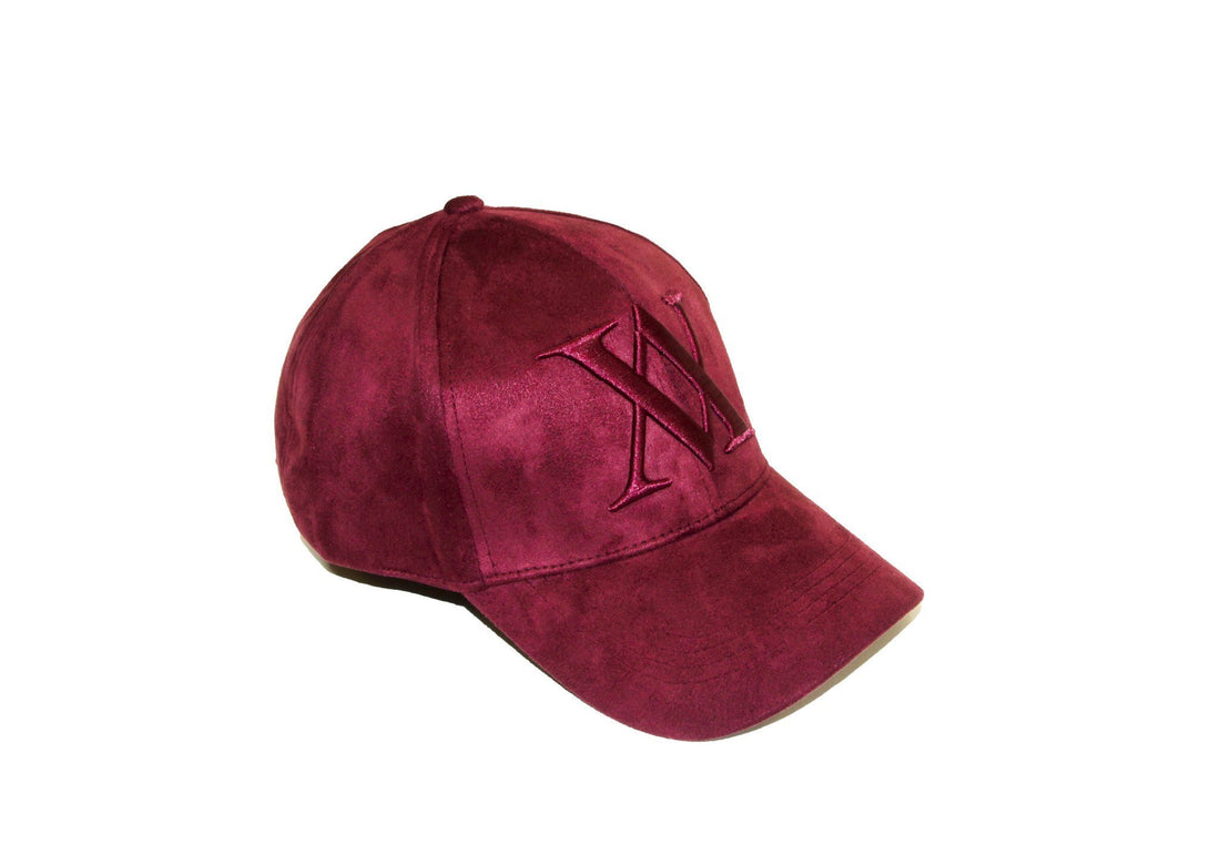 ALMVGHTY Embroidered Suede Dad Hat - Burgundy - Right